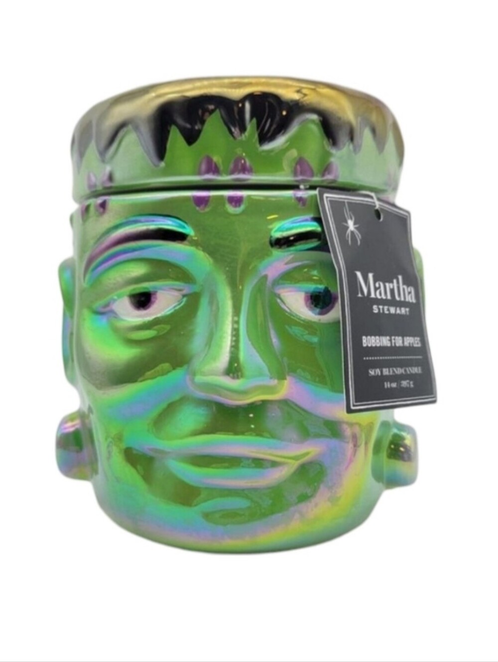 Martha Stewart Frankenstein Ceramic Soy Candle Iridescent Apple Scent 14 oz New